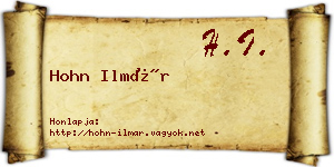 Hohn Ilmár névjegykártya